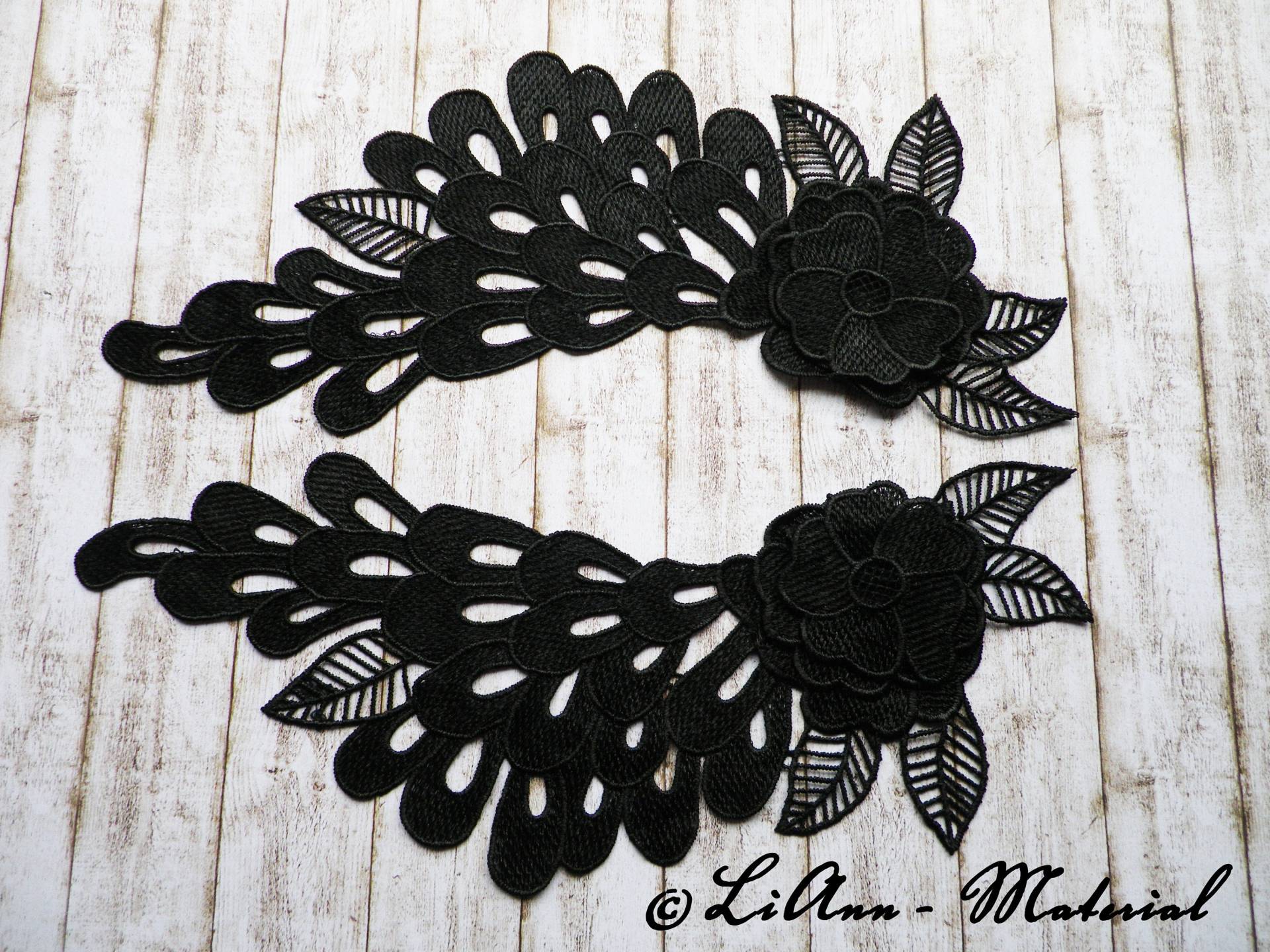 2 Große Schwarze Applikationen Stickerei Blüte 2 Große Schwarze Applikationen Stickerei Blüte von LiAnnMaterial