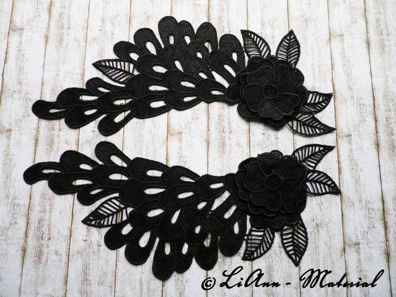 2 Große Schwarze Applikationen Stickerei Blüte 2 Große Schwarze Applikationen Stickerei Blüte von LiAnnMaterial