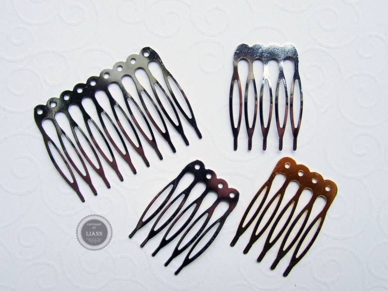 2 Haarkämme Ca. 27 X 37 Mm Oder 48 37, Silber Gold von LiAnnMaterial