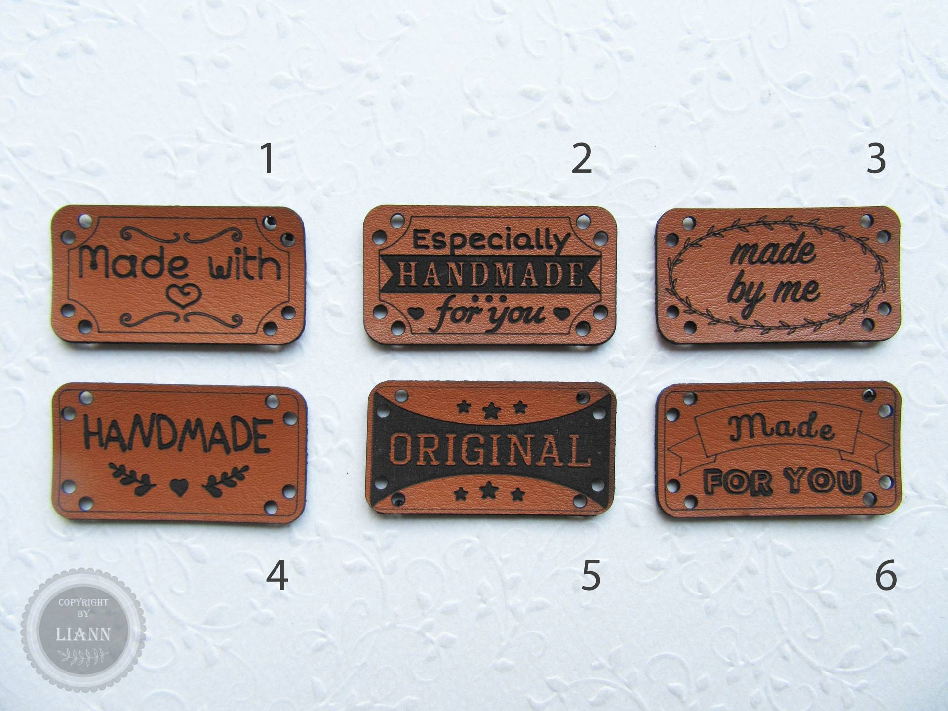 3 Handmade-Aufnäher, Braun, Auswahl von LiAnnMaterial
