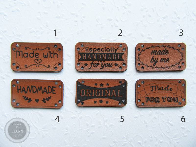 3 Handmade-Aufnäher, Braun, Auswahl von LiAnnMaterial