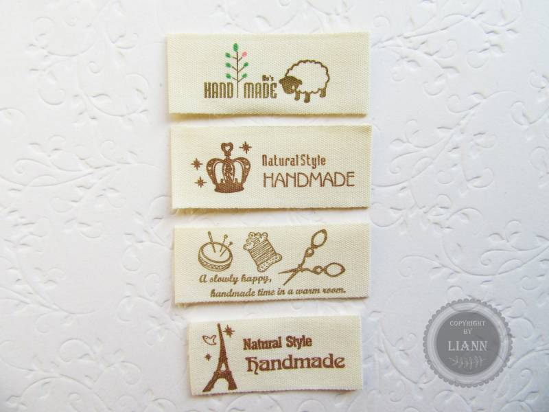 6 Aufnäher "Handmade" Beige-Braun, Auswahl 6 Aufnäher "Handmade" Beige-Braun, Auswahl von LiAnnMaterial