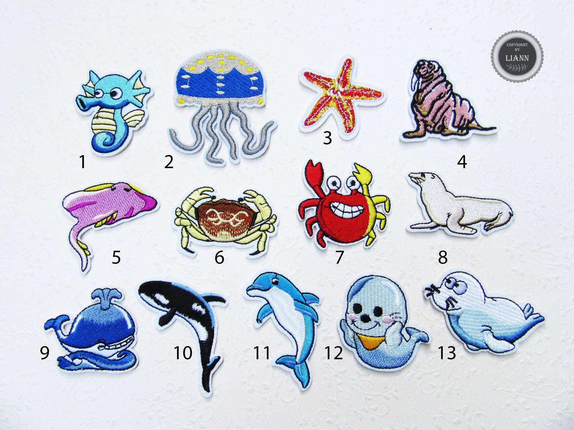 Ab 1, 80 Euro 1 Bügelbild Applikation Meerestiere Auswahl Seehund, Wal, Seepferdchen, Seestern, Robbe, Krabbe, Rochen, Delfin, Qualle, Krebs Ab 1, 80 Euro 1 Bügelbild Applikation Meerestiere Auswahl Seehund, Wal, Seepferdchen, Seestern, Robbe, Krabbe, Rochen, Delfin, Qualle, Krebs von LiAnnMaterial