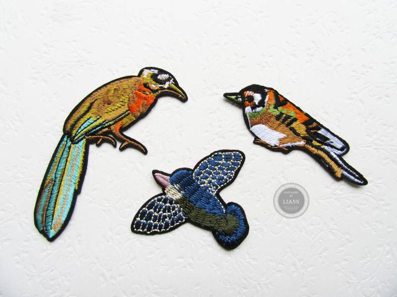 Ab 2, 20 Euro 1 Bügelbild Applikation Vogel, Orange-Bunt, Braun-Grün-Bunt Oder Blau-Bunt von LiAnnMaterial