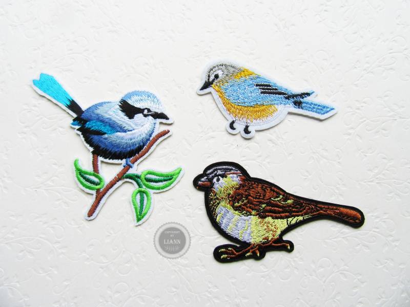 Ab 2, 50 Euro 1 Bügelbild Applikation Vogel Auf Ast, Blau-Türkis, Gelb-Blau Oder Braun Ab 2, 50 Euro 1 Bügelbild Applikation Vogel Auf Ast, Blau-Türkis, Gelb-Blau Oder Braun von LiAnnMaterial