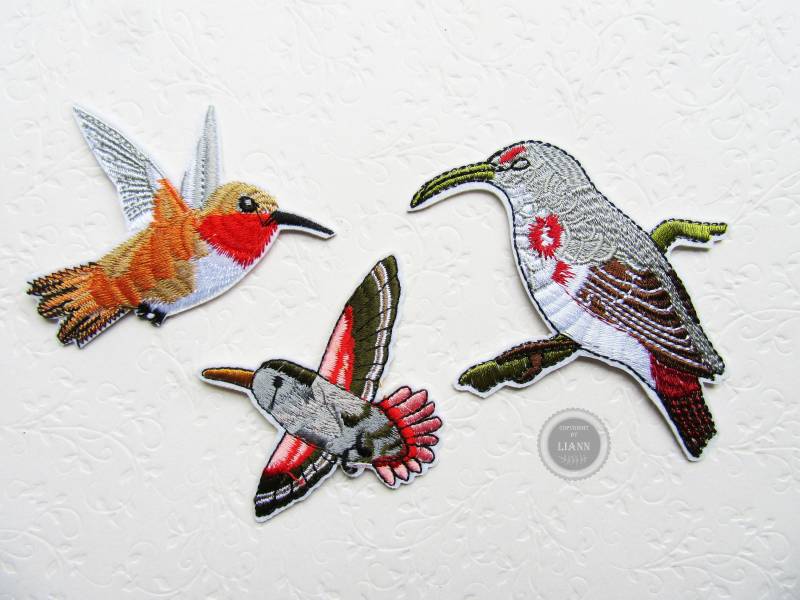 Ab 2, 90 Euro 1 Bügelbild Applikation Kolibri, Grau-Rosa-Bunt, Bunt Oder Grau-Bunt Ab 2, 90 Euro 1 Bügelbild Applikation Kolibri, Grau-Rosa-Bunt, Bunt Oder Grau-Bunt von LiAnnMaterial