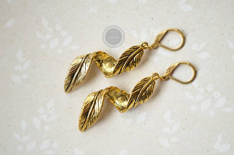 Ohrringe - Goldene Federn von LiAnnSchmuck