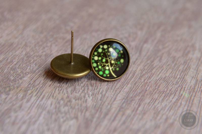 Ohrstecker - Green Dot Tree | 14 Mm von LiAnnSchmuck