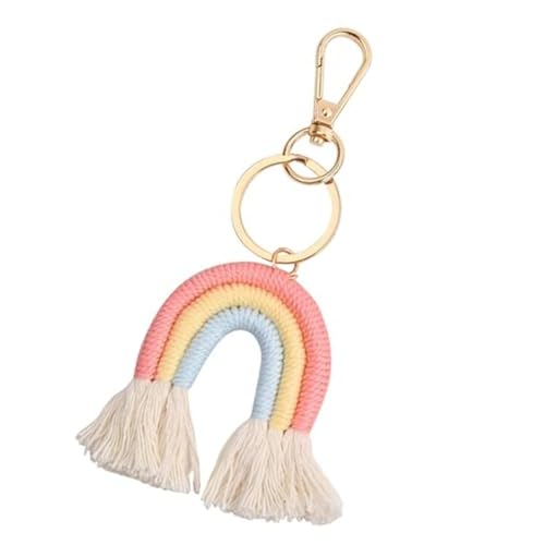 LiJuanWang Schlüsselanhänger,Regenbogen Schlüsselanhänger,Regenbogen Himmel Boho Eigenhändig Keychain,Quaste Tasche Charm,Regenbogen Quaste Schlüsselanhänger von LiJuanWang