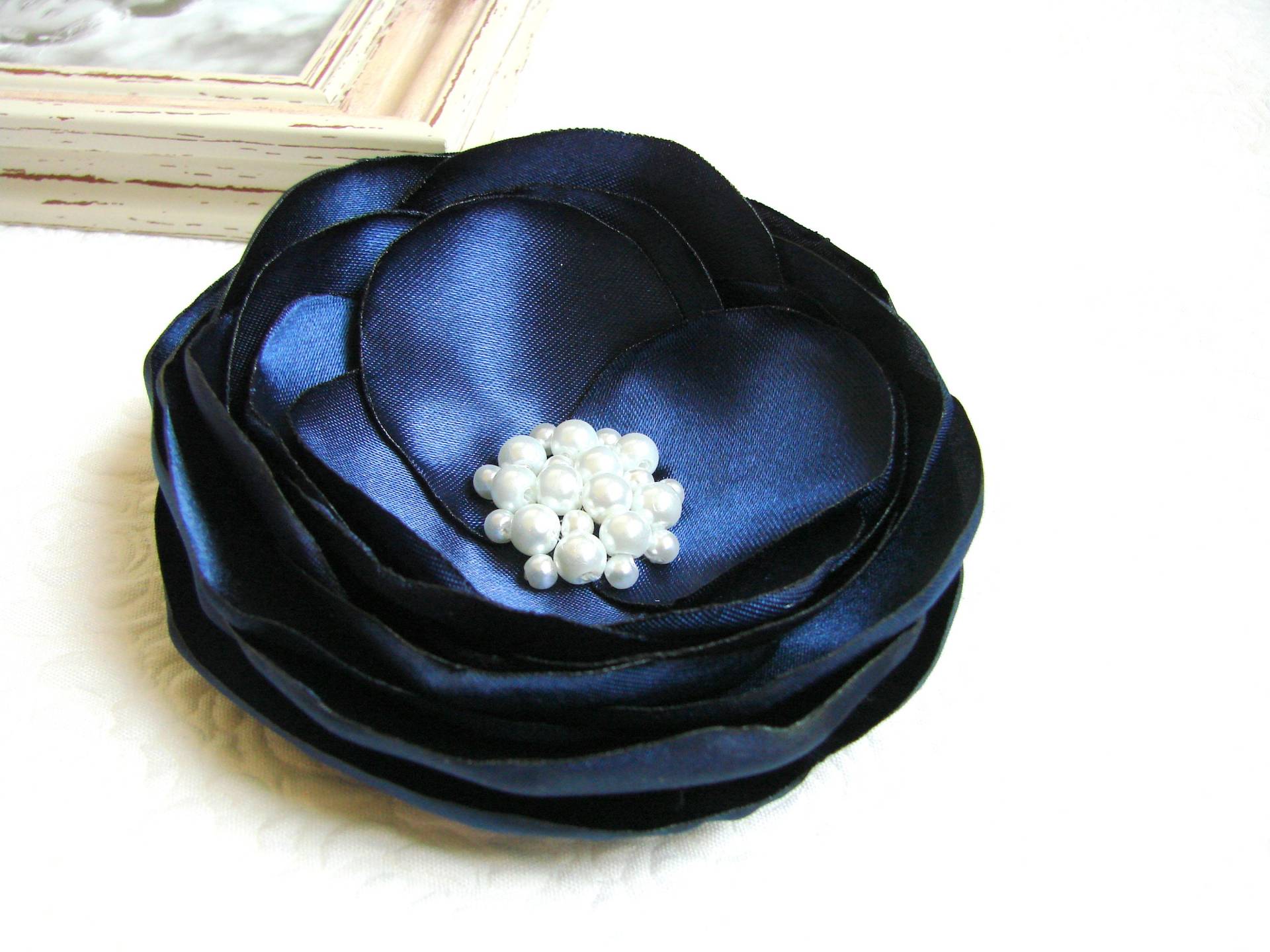 Marineblaue Anstecknadel, Blume, Brosche „Mutter Der Braut", Seidenblume, Haarspange, Brautnadel, Hochzeit von LiLaGarden