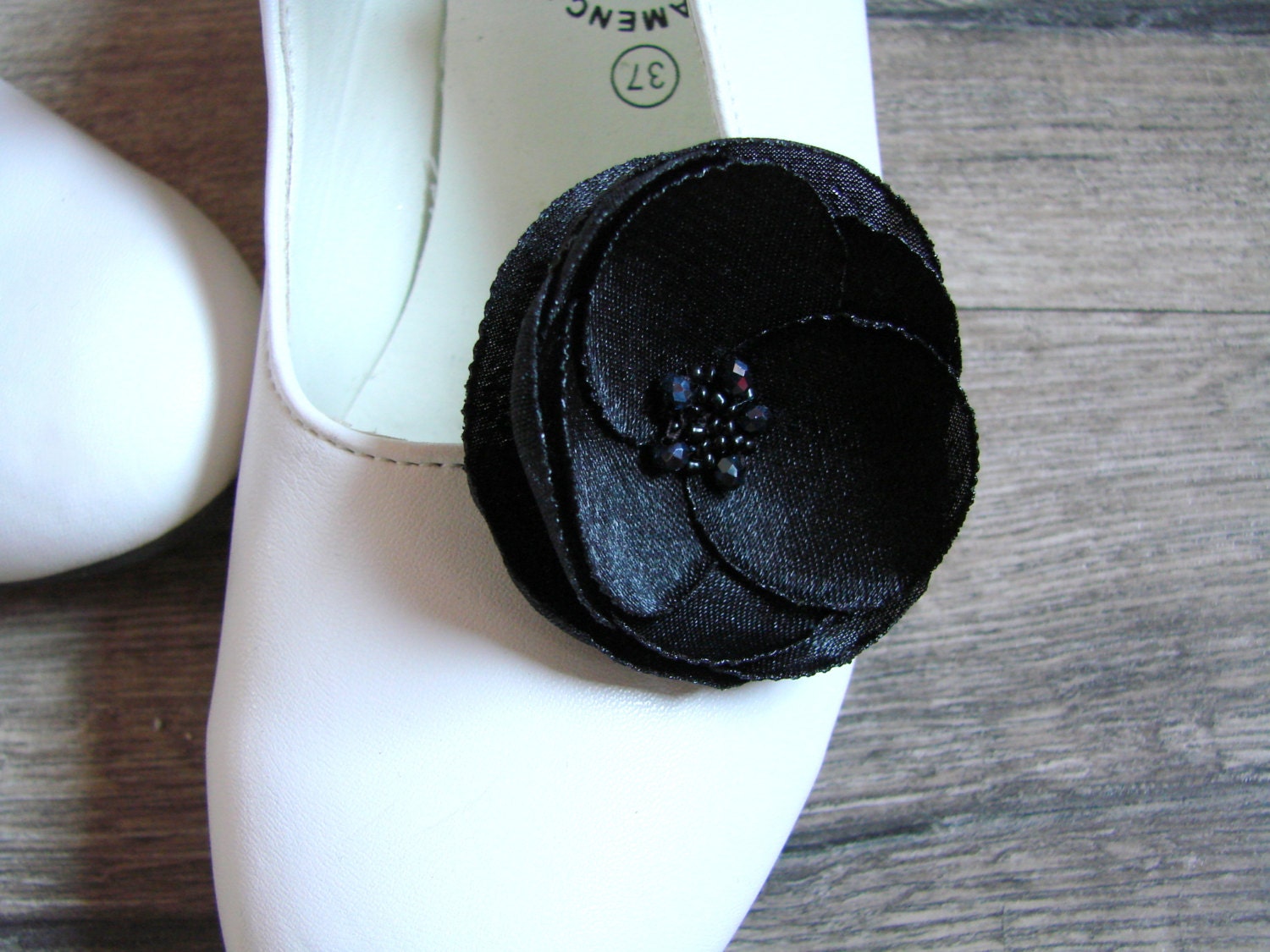 Schwarze Blumen Schuhclips Schwarzer Schuh Accessory Party Hochzeit Schwarz Geschenk Für Sie von LiLaGarden