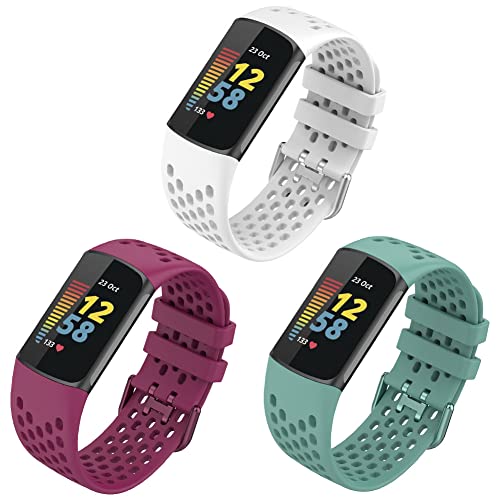 LiLuLa Kompatibel mit Fitbit Charge 5 Armband für Damen Herren, Atmungsaktives weiches Silikon verstellbares Ersatz-Sportarmband für Fitbit Charge 5 Armbandzubehör – Mehrfarbig 1,3 oder 10 Pack von LiLuLa