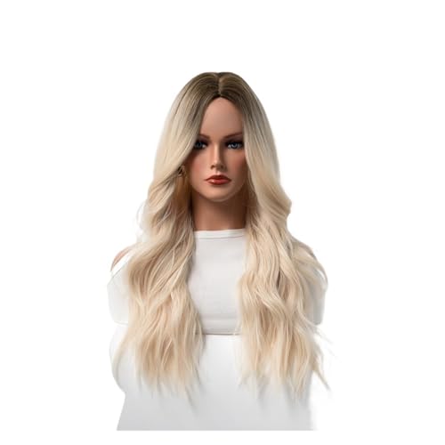 70 cm langes gewelltes Perückenstirnband for Damen mit langem lockigem Haar mit goldenem Farbverlauf von LiMinM