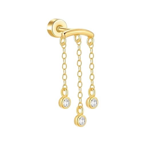Damenmode Gold Quaste Kette Zirkon Tropfen Ohrringe S925 Piercing Nägel(Golden#2) von LiMinM