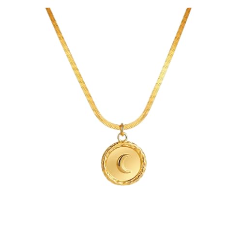 LiMinM 18-karätige Kettenhalskette mit quadratischem Anhänger aus Edelstahl, Modeschmuck for Damen.(T180 3) von LiMinM