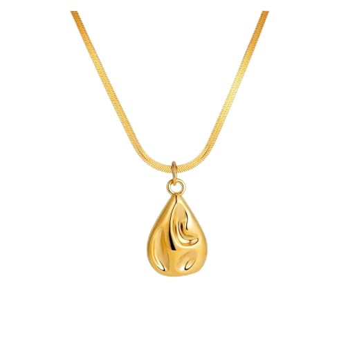 LiMinM 18-karätige Kettenhalskette mit quadratischem Anhänger aus Edelstahl, Modeschmuck for Damen.(T180 4) von LiMinM