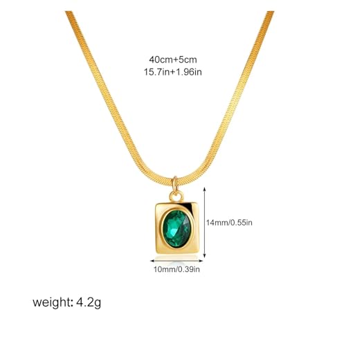 LiMinM 18-karätige Kettenhalskette mit quadratischem Anhänger aus Edelstahl, Modeschmuck for Damen.(T180 7) von LiMinM