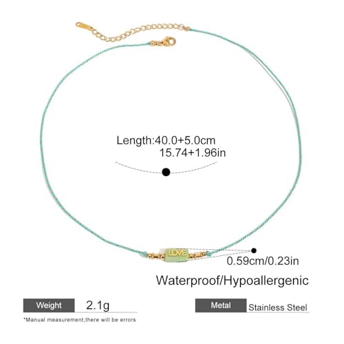 LiMinM Bunte Sommerhalskette aus gewebtem Seil, farbenfrohes quadratisches einteiliges Halsband for Damen und Mädchen.(Green) von LiMinM