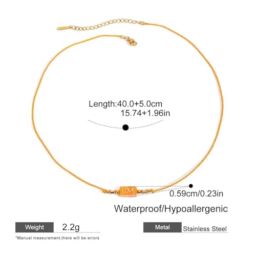 LiMinM Bunte Sommerhalskette aus gewebtem Seil, farbenfrohes quadratisches einteiliges Halsband for Damen und Mädchen.(Orange) von LiMinM