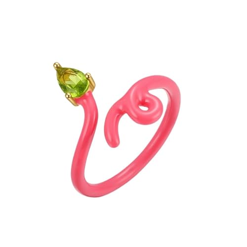LiMinM Frauen Mode blau öl-tropf emaille offenen Ring S925 intarsien zirkon Ring Hand schmuck(Pink) von LiMinM