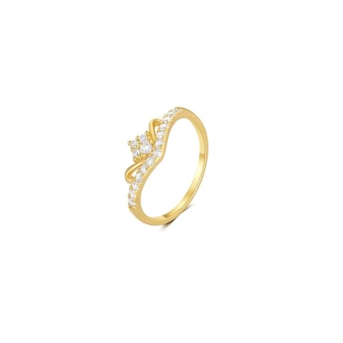 LiMinM Frauen einfache Gold poliert Ring S925 zirkon Ring zeigefinger Ring Hand schmuck(Golden#6_No.7) von LiMinM