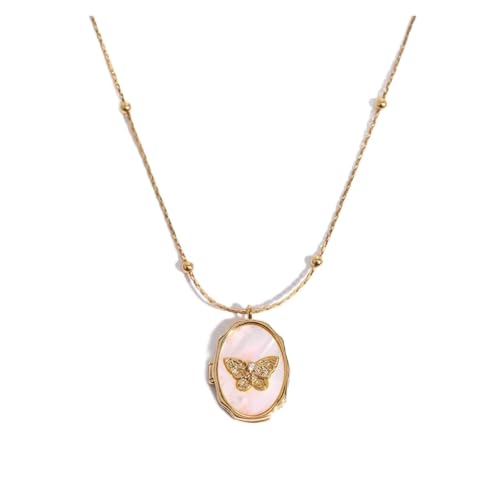 LiMinM Halskette mit Schmetterling aus weißer Muschel, Anhänger mit zu öffnendem Bilderrahmen for Damen, Halskette mit geometrischem Anhänger. LiMinM Halskette mit Schmetterling aus weißer Muschel, Anhänger mit zu öffnendem Bilderrahmen for Damen, Halskette mit geometrischem Anhänger. von LiMinM