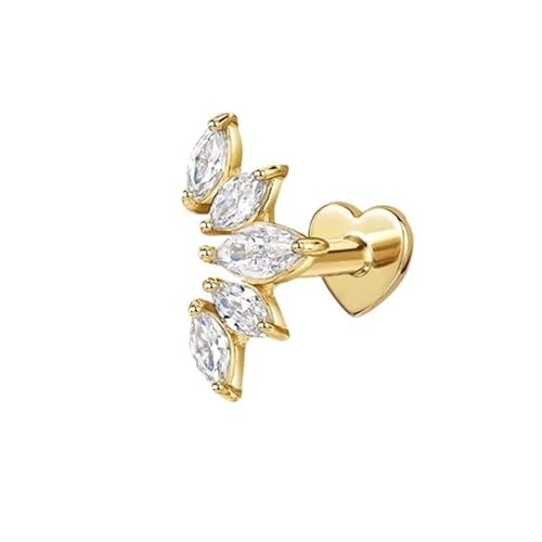 LiMinM Modische galvanisierte Gold-Ohrstecker for Damen mit eingelegten Zirkonohrringen im Sternstil(Golden#4) von LiMinM