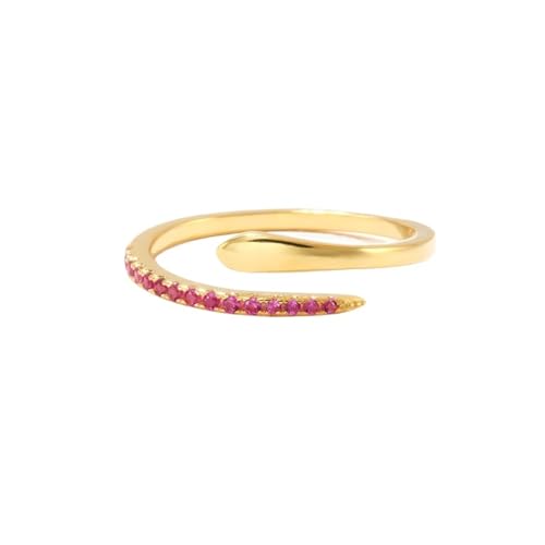 LiMinM Offener Zeigefingerring aus S925 for Damen, modischer Silberring in Schlangenform mit eingelegtem weißen Zirkon(Yellow-Rose) von LiMinM