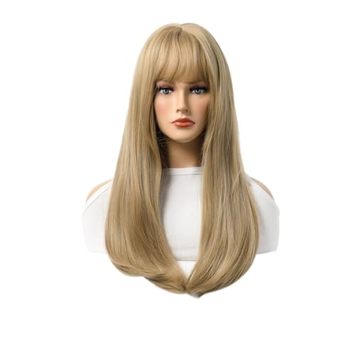 Tägliche Damen-Pony-Perücke, goldenes langes glattes Haar, Rose-Mesh-Perücke von LiMinM