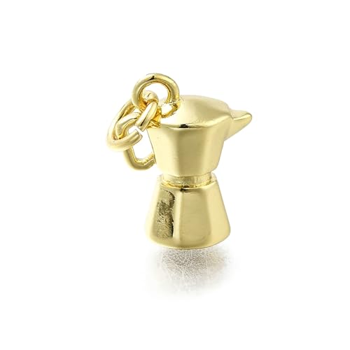 LiQunSweet 10 Stück Messing-Kaffeemaschinen-Charms, goldene 3D-Mokkakannen-Charms, Mini-Kaffeekannen-Anhänger für Schmuckherstellung LiQunSweet 10 Stück Messing-Kaffeemaschinen-Charms, goldene 3D-Mokkakannen-Charms, Mini-Kaffeekannen-Anhänger für Schmuckherstellung von LiQunSweet