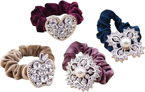 10 x Samt-Haarbänder mit Perlendiamanten, Haarbänder mit Kristallen, für Damen und Mädchen, zufällige Farbe von LiTaiJingNice