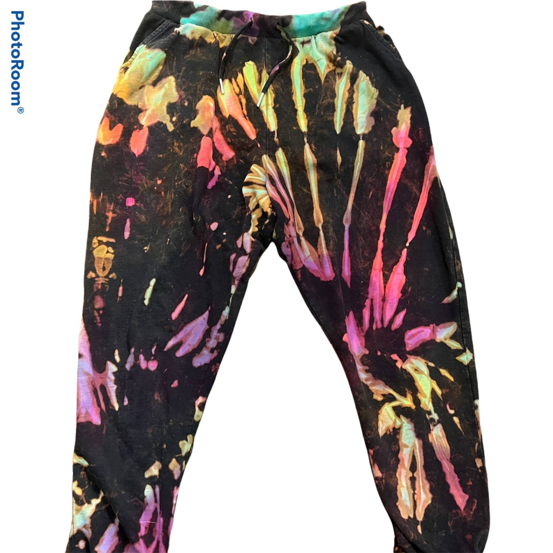 Damen Reverse Tie Dye Schwarze Bunt, Neon Gefärbte Dye, Jogger Jogginghose Aus Baumwolle, Weiche Tie-Dye Sweater von LiTieDyeMama