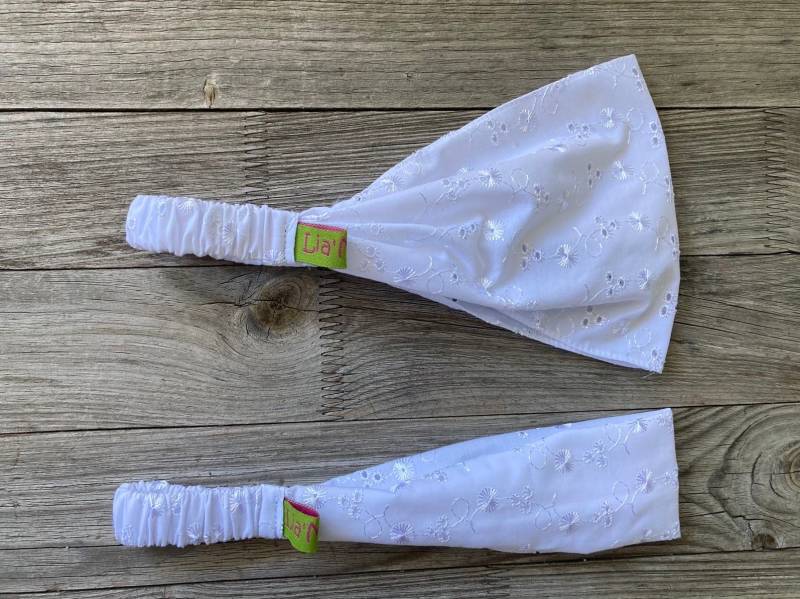 1 Haarband Kinder Blumenmädchen Blumenstickerei Mit Silberfaden Weiß von LiaMalaDE