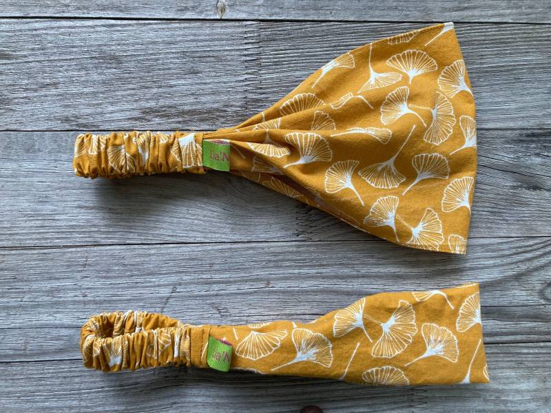 1 Haarband Kinder Gingkoblätter Senfgelb von LiaMalaDE