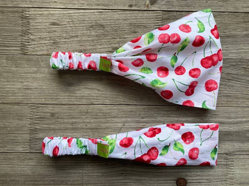 1 Haarband Kinder Kirschen Rot Auf Weiss von LiaMalaDE