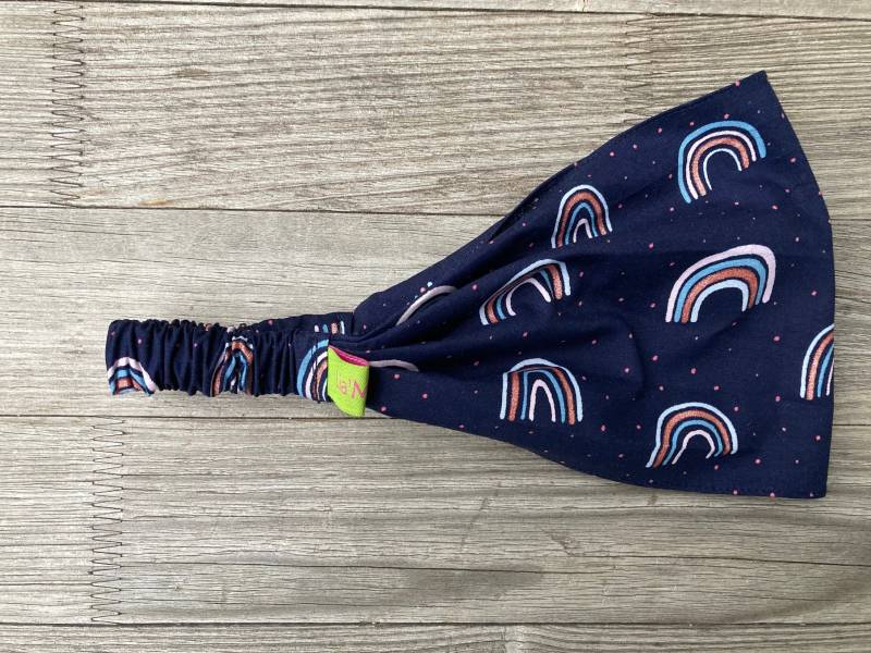 1 Haarband Kinder Regenbogen Dunkelblau Mit Glitzer von LiaMalaDE