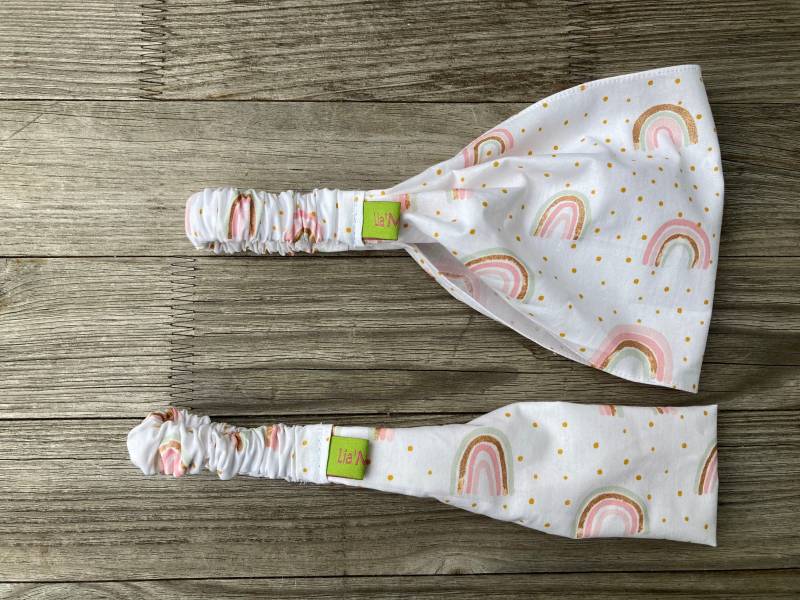 1 Haarband Kinder Regenbogen Rosa Weiß Mit Glitzer von LiaMalaDE