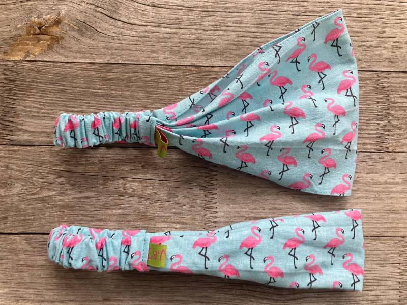 1 Haarband Mädchen Flamingos Pink Auf Türkis von LiaMalaDE