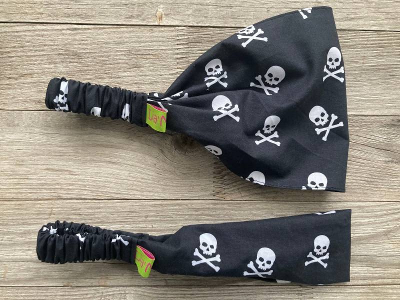 Haarband Kinder Totenköpfe Weiß Schwarz von LiaMalaDE
