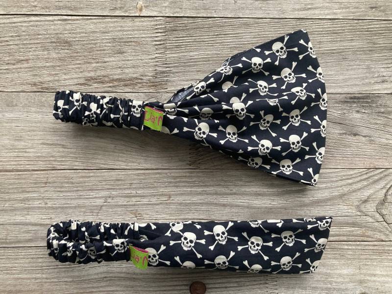 Haarband Kinder Totenköpfe Weiß Schwarz von LiaMalaDE