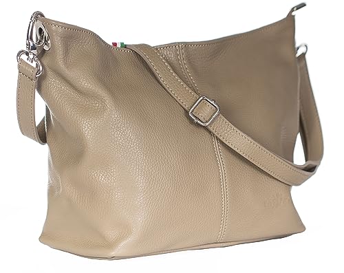 LIATALIA - Hobo-bag/Schultertasche im echtes italienisches Leder - ADAL - Braun Maulwurfsgrau von LiaTalia