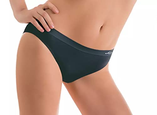 Liabel 5 Damen-Slips, nahtlos, aus Mikrofaser, hergestellt in Italien, nahtlos, Schwarz , Small-Medium von Liabel