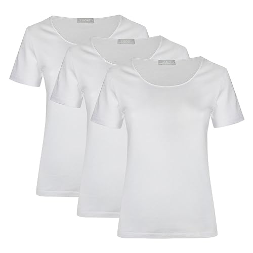 Liabel Damen Unterhemden T-Shirt Rundhalsausschnitt warm Baumwolle 3er Pack, Art. 2828-26 Weiß 2 von Liabel