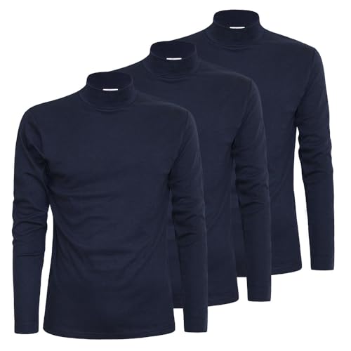 Liabel Herren Langarmshirt Basic mit Rollkragen Interlock Baumwolle 3er Pack, Art. 2828-163 Blau XXL von Liabel