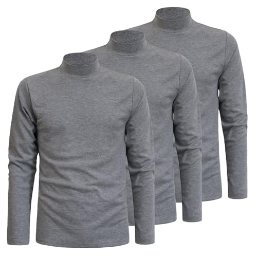 Liabel Herren Langarmshirt Basic mit Rollkragen Interlock Baumwolle 3er Pack, Art. 2828-163 Grau 3XL von Liabel