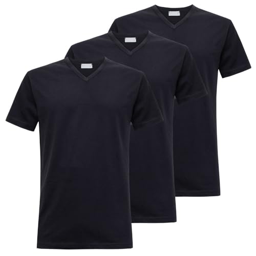 Liabel Herren T-Shirt Stretch Baumwolle V-Ausschnitt Art. 3858-53, 3er Pack Schwarz L von Liabel