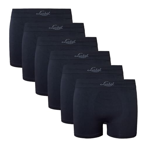 Liabel Seamless Herren Slip/Boxershorts 6er Pack - Unterhosen für Herren aus nahtloser Mikrofaser Made in Italy, Boxershorts schwarz, XXL von Liabel