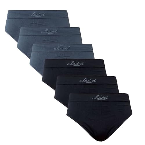 Liabel Seamless Herren Slip/Boxershorts 6er Pack - Unterhosen für Herren aus nahtloser Mikrofaser Made in Italy, Slip 3schwarz, 3grau, L/XL von Liabel