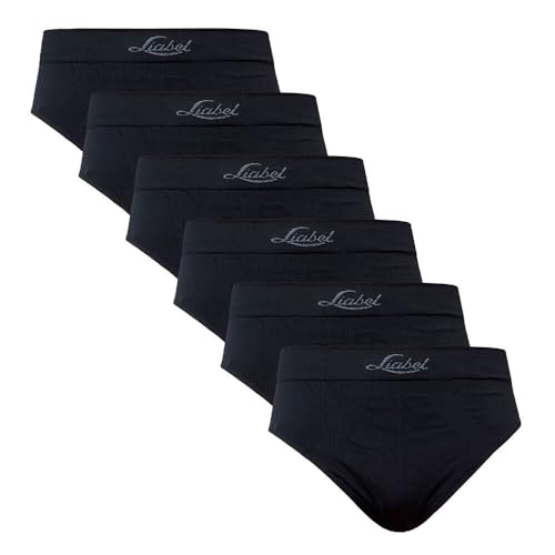 Liabel Seamless Herren Slip/Boxershorts 6er Pack - Unterhosen für Herren aus nahtloser Mikrofaser Made in Italy, Slip Schwarz, L/XL von Liabel