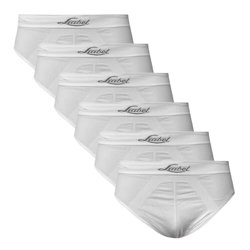 Liabel Seamless Herren Slip/Boxershorts 6er Pack - Unterhosen für Herren aus nahtloser Mikrofaser Made in Italy, Slip weiß, Small-Medium von Liabel